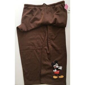Disney Mickey Mouse Wide Leg Sweatpants Brown Graphic Joggers NWT